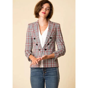 Veronica Beard Red and Gray Plaid Blazer